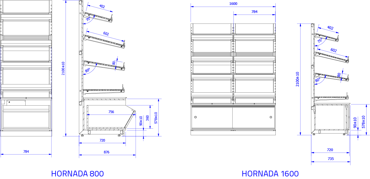 Rysunek techniczny Regał piekarniczy HORNADA