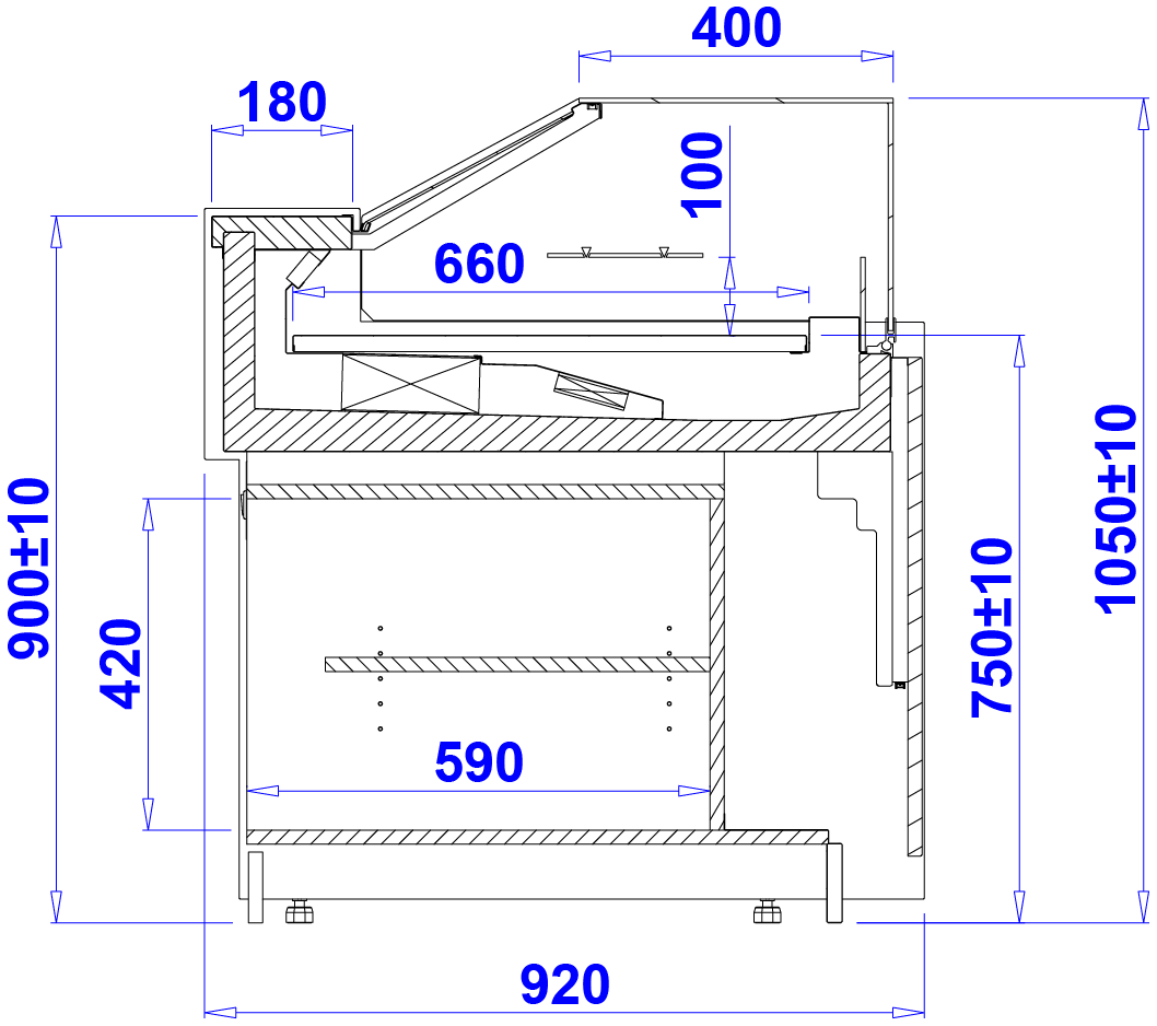 Rysunek techniczny Witryna chłodnicza z dynamicznym systemem chłodzenia PARIS