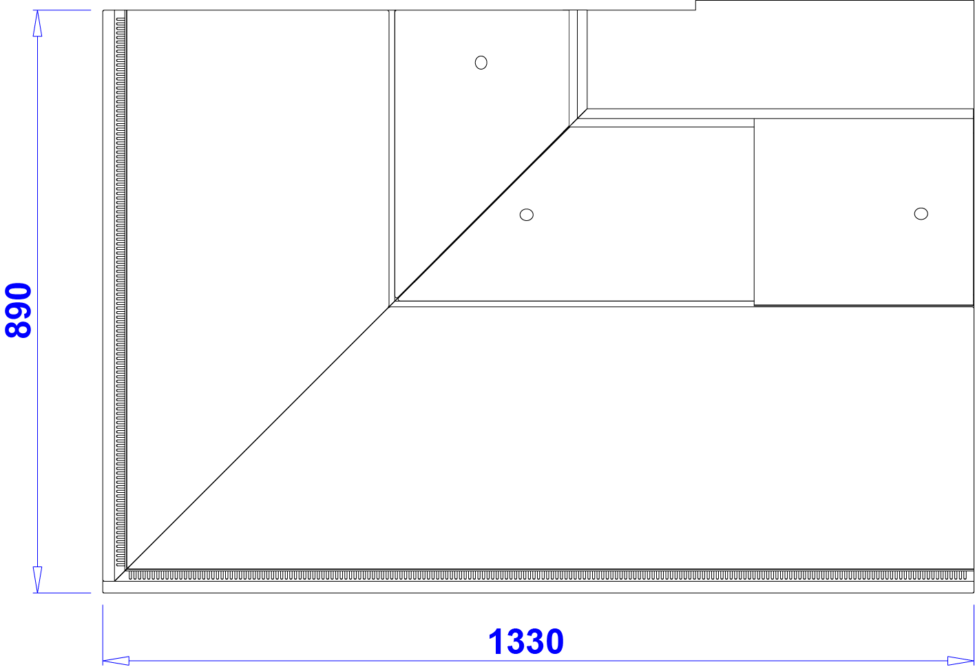 Rysunek techniczny Witryna chłodnicza z dynamicznym systemem chłodzenia PARIS NZ 90