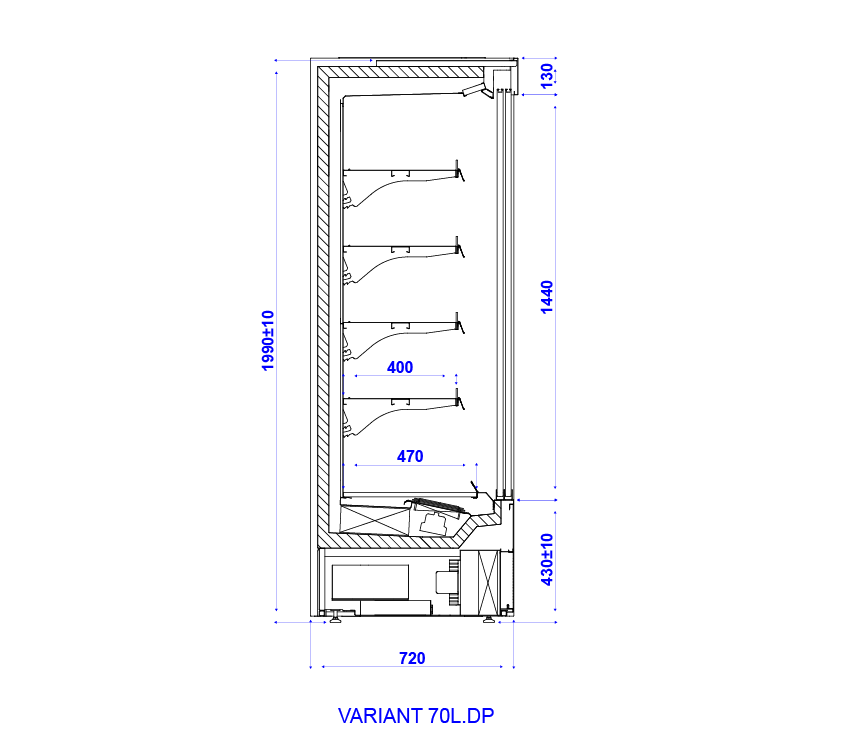 Technical drawing VARIANT 70 L DP