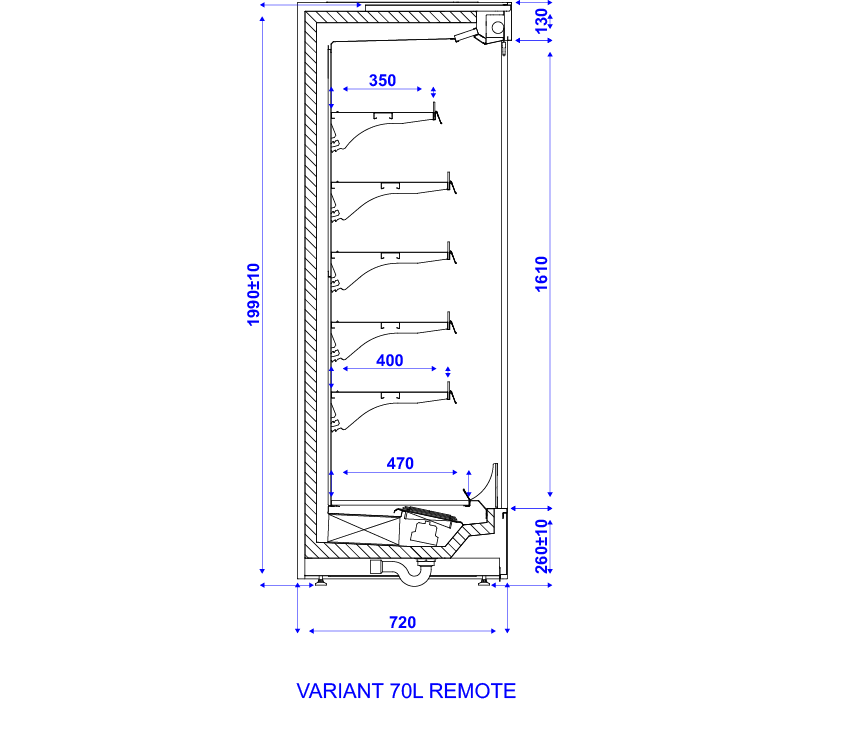 Technical drawing VARIANT 70 L MOD C